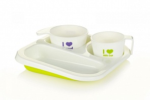 Набор посуды для кормления малыша, цвет – салатовый (Farlin, AH-20009)